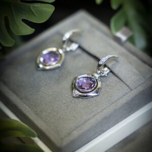 Amethyst and Diamonds in White Gold